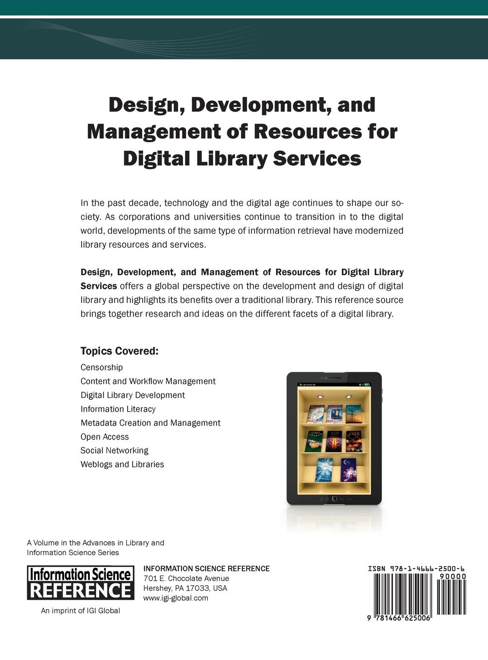 Rückseitencover Design, Development, and Management of Resources for Digital Library Services