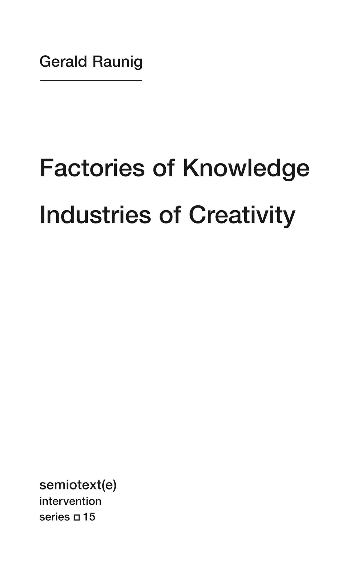 Vorderes Coverbild Factories of Knowledge, Industries of Creativity