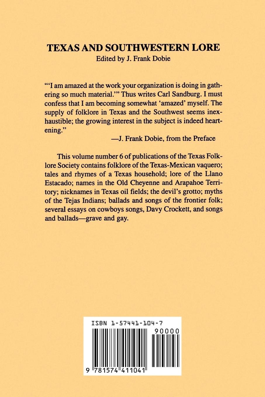 Rückseitencover Texas and Southwestern Lore