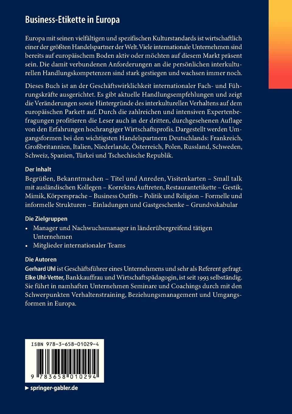 Rückseitencover Business-Etikette in Europa