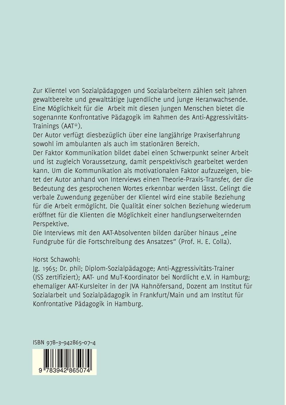 Rückseitencover Kommunikation als motivationaler Faktor für die Arbeit mit gewaltbereiten Jugendlichen