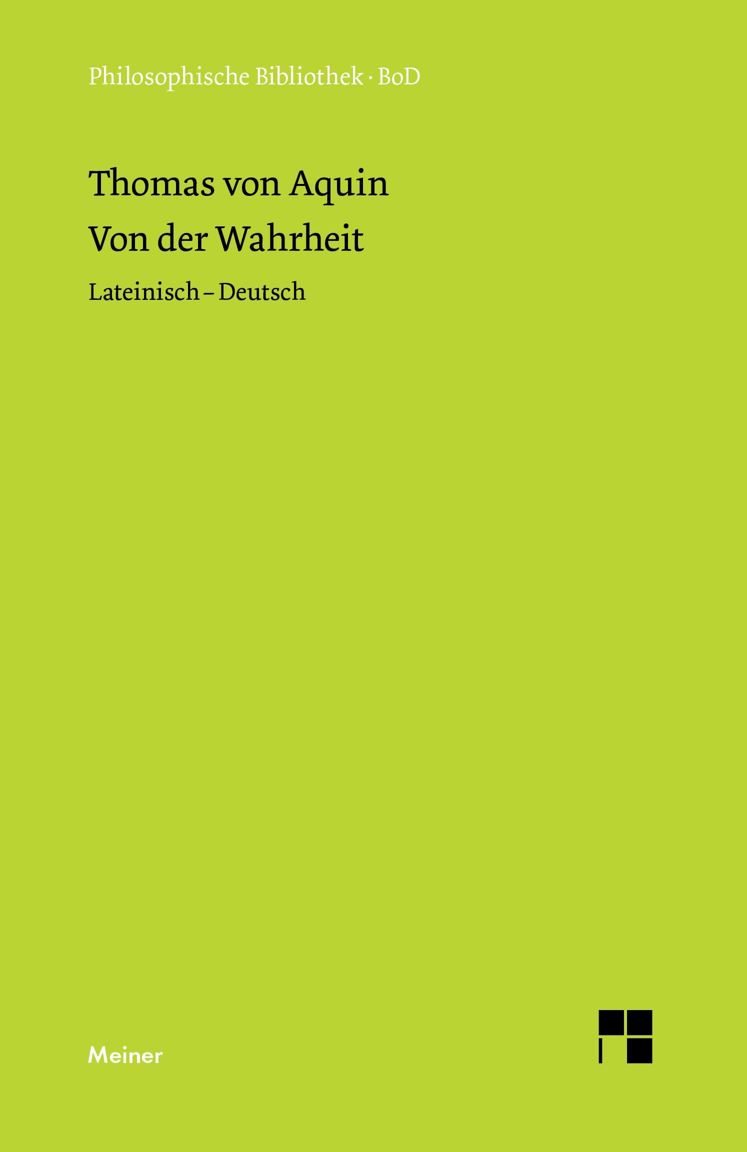 Vorderes Coverbild Von der Wahrheit. De veritate (Quaestio I)