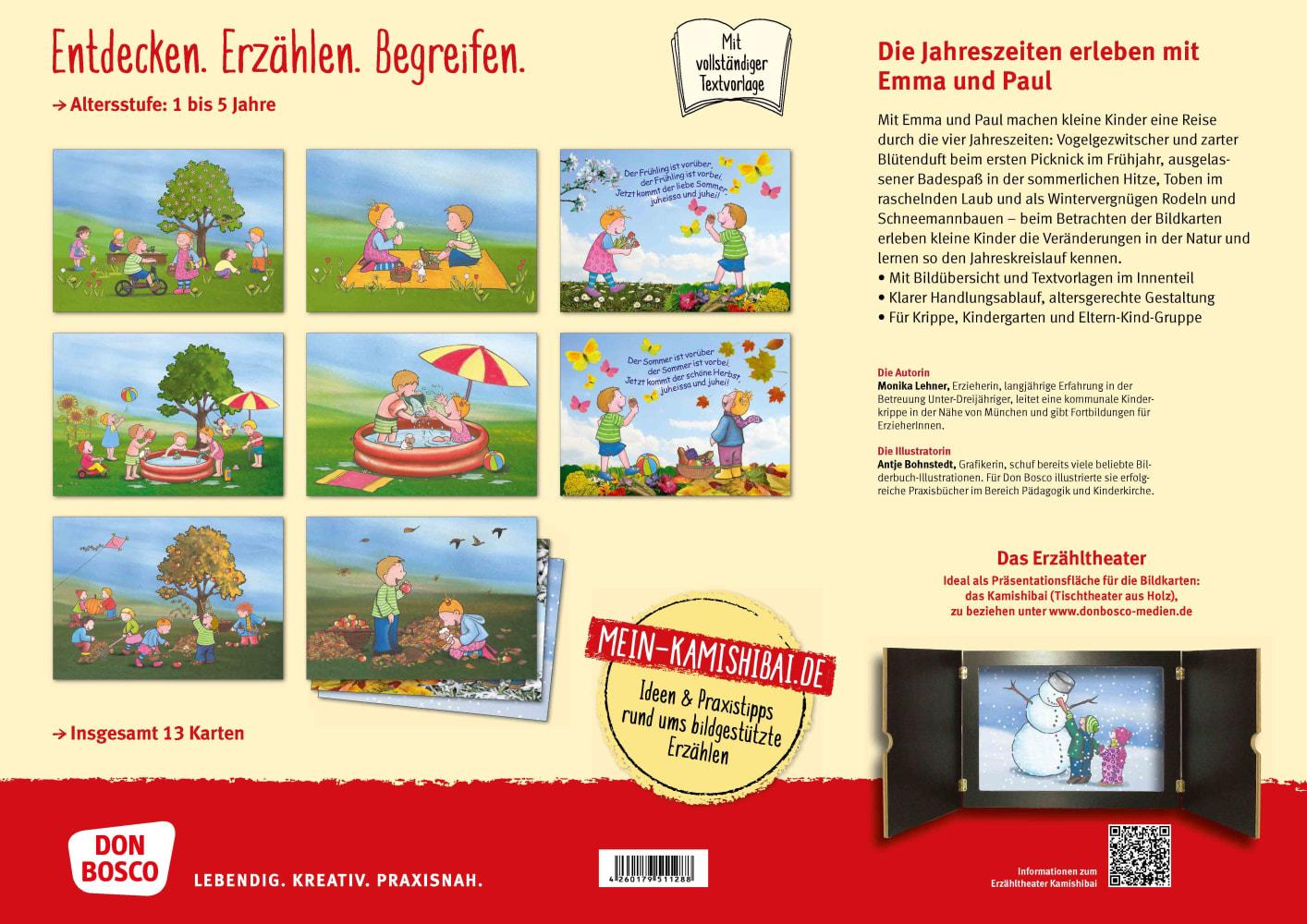 Beispielinhalt (Bild) Die Jahreszeiten erleben mit Emma und Paul. Kamishibai Bildkartenset.