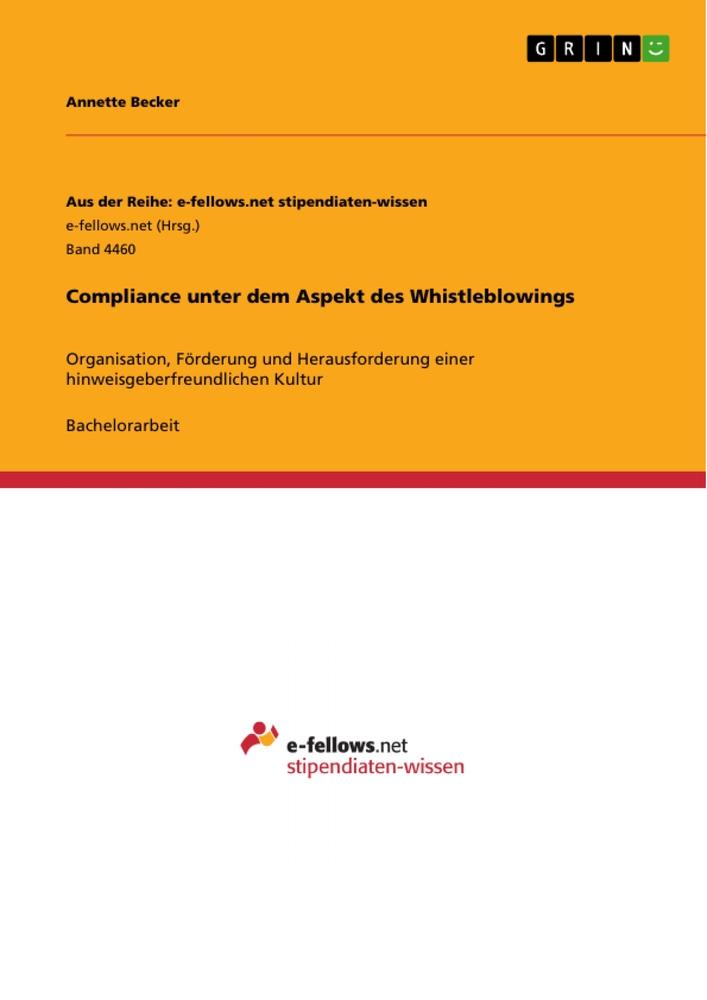 Vorderes Coverbild Compliance unter dem Aspekt des Whistleblowings