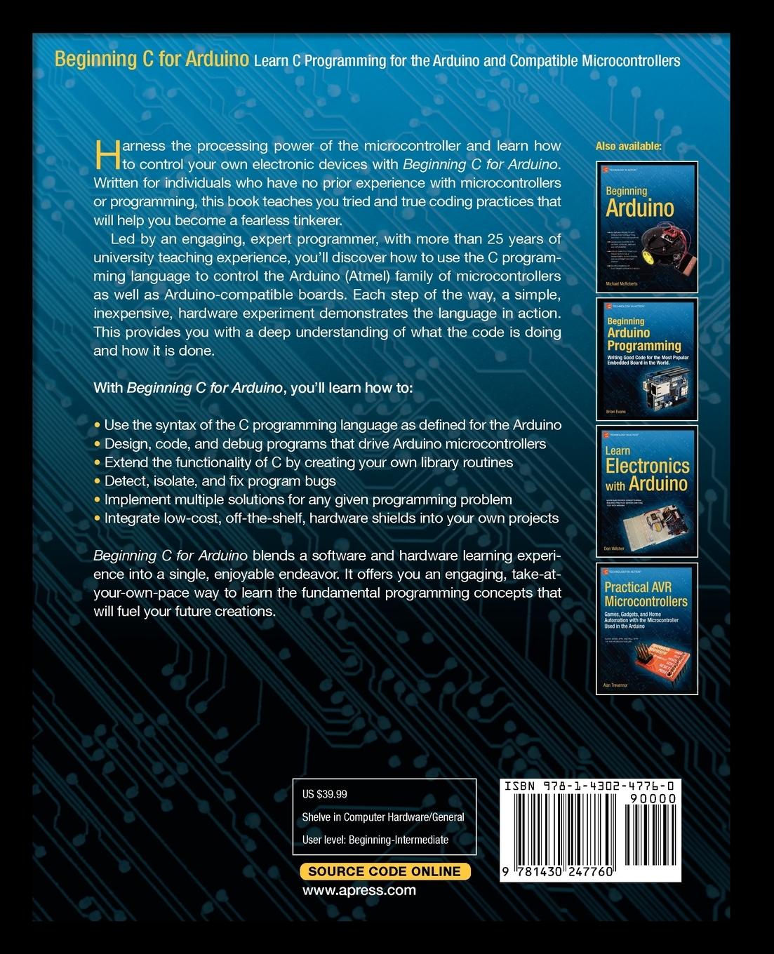 Rückseitencover Beginning C for Arduino