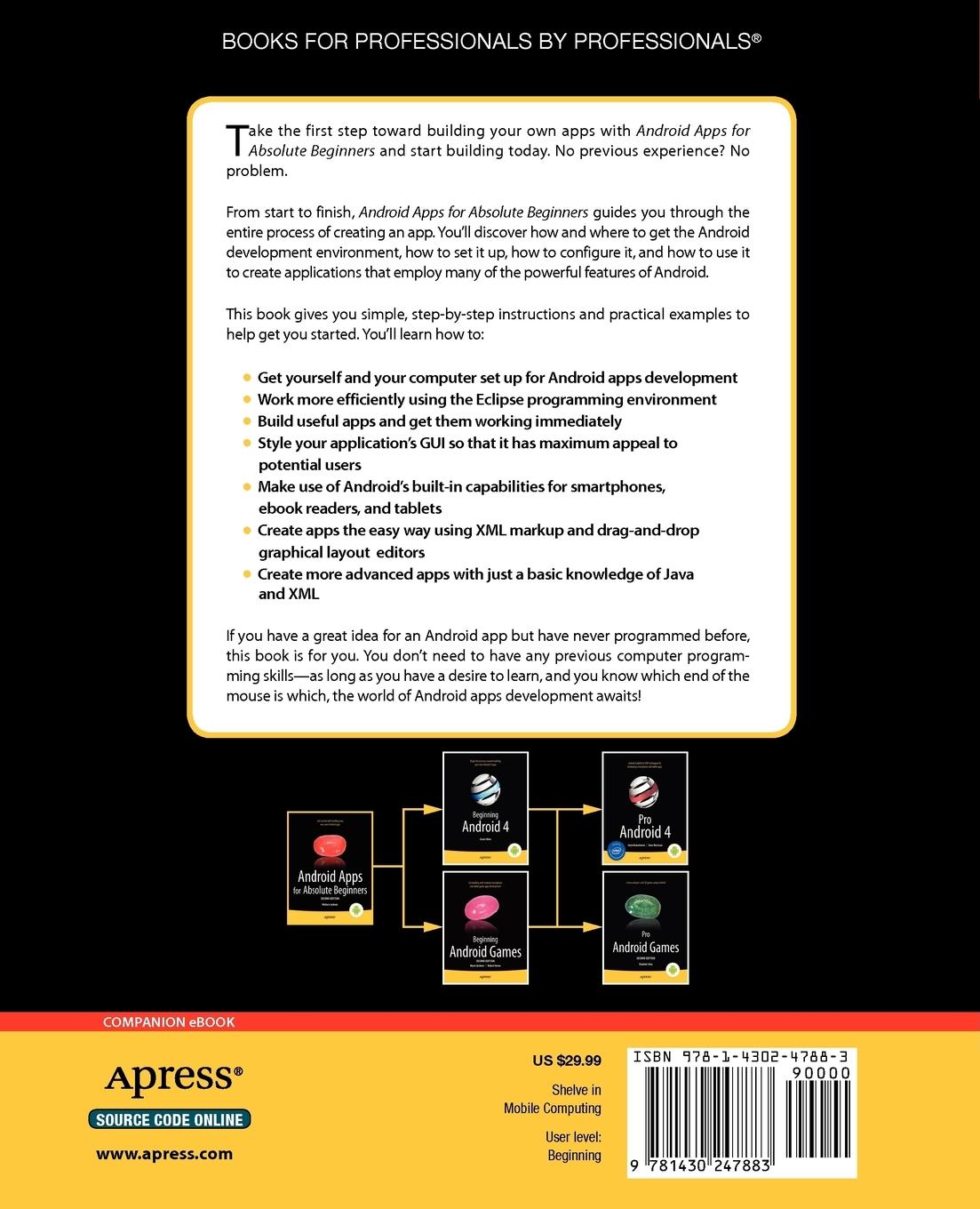 Rückseitencover Android Apps for Absolute Beginners