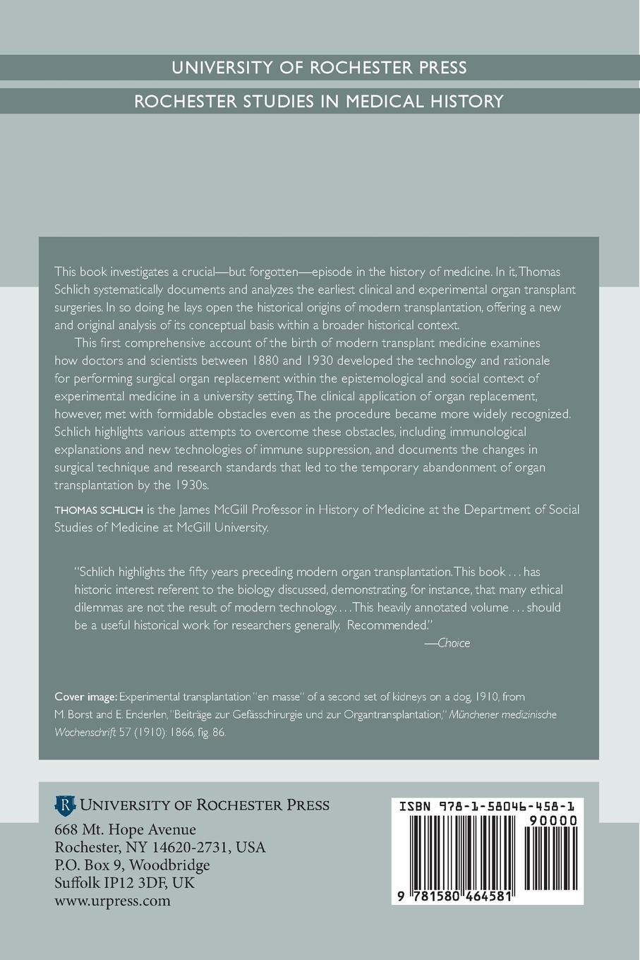 Rückseitencover Origins of Organ Transplantation