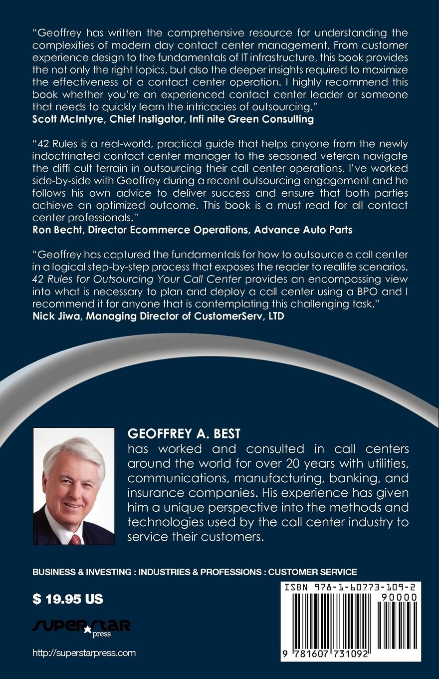 Rückseitencover 42 Rules for Outsourcing Your Call Center (2nd Edition)