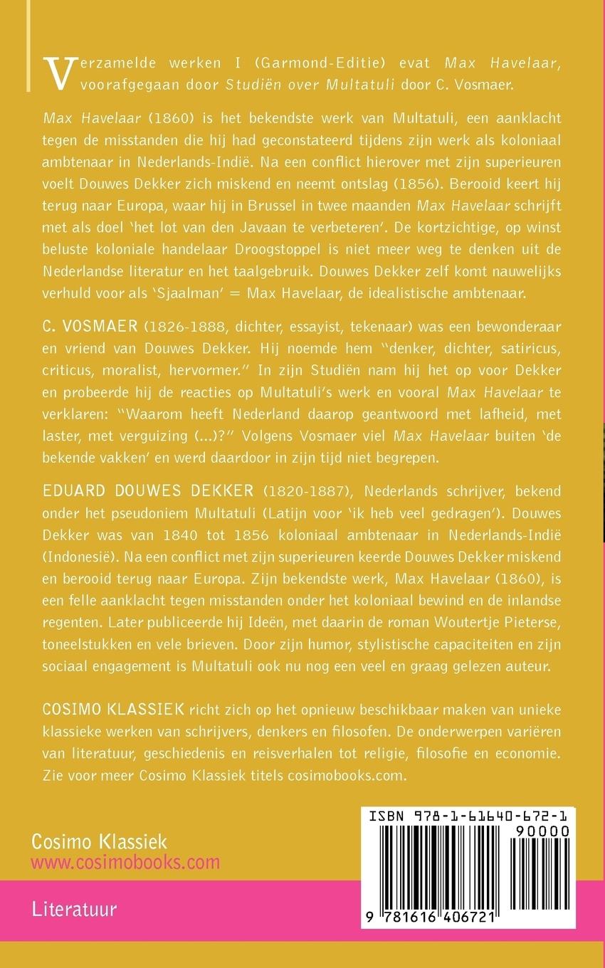 Rückseitencover Verzamelde Werken Van Multatuli (in 10 Delen) - Deel I - Max Havelaar of de Koffieveilingen Der Nederlandsche Handelmaatschappy En Studien Over Multat