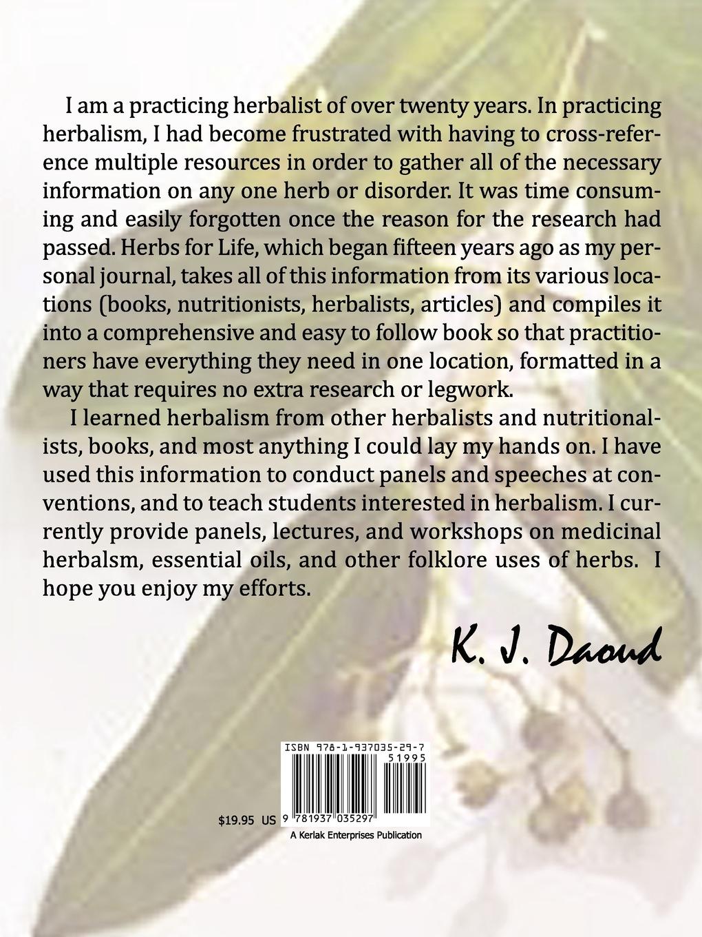 Rückseitencover Herbs for Life