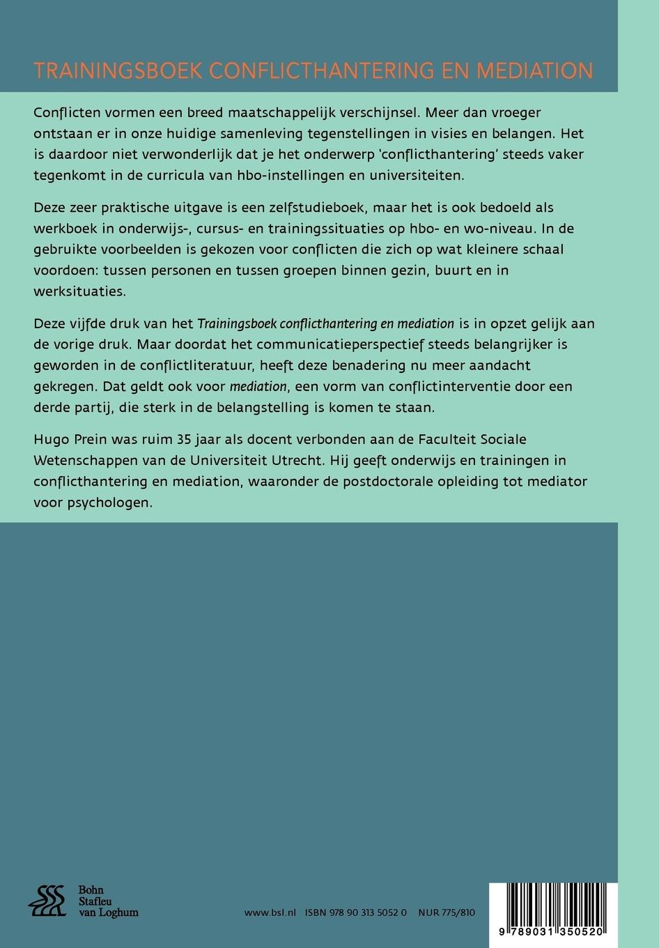 Rückseitencover Trainingsboek Conflicthantering En Mediation