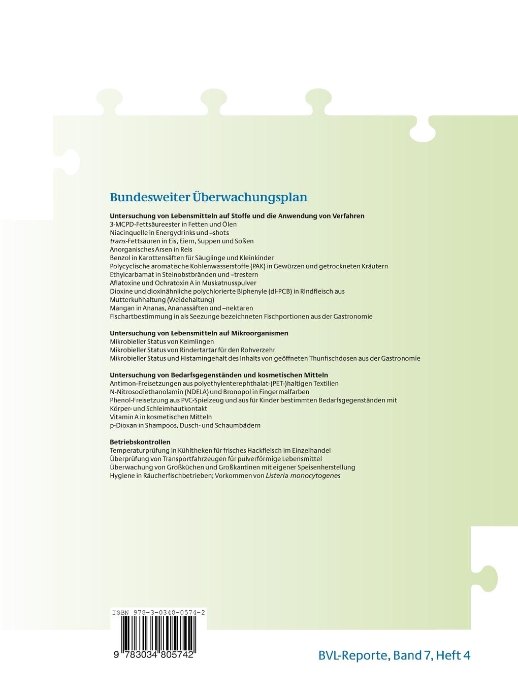 Rückseitencover Berichte zur Lebensmittelsicherheit 2011