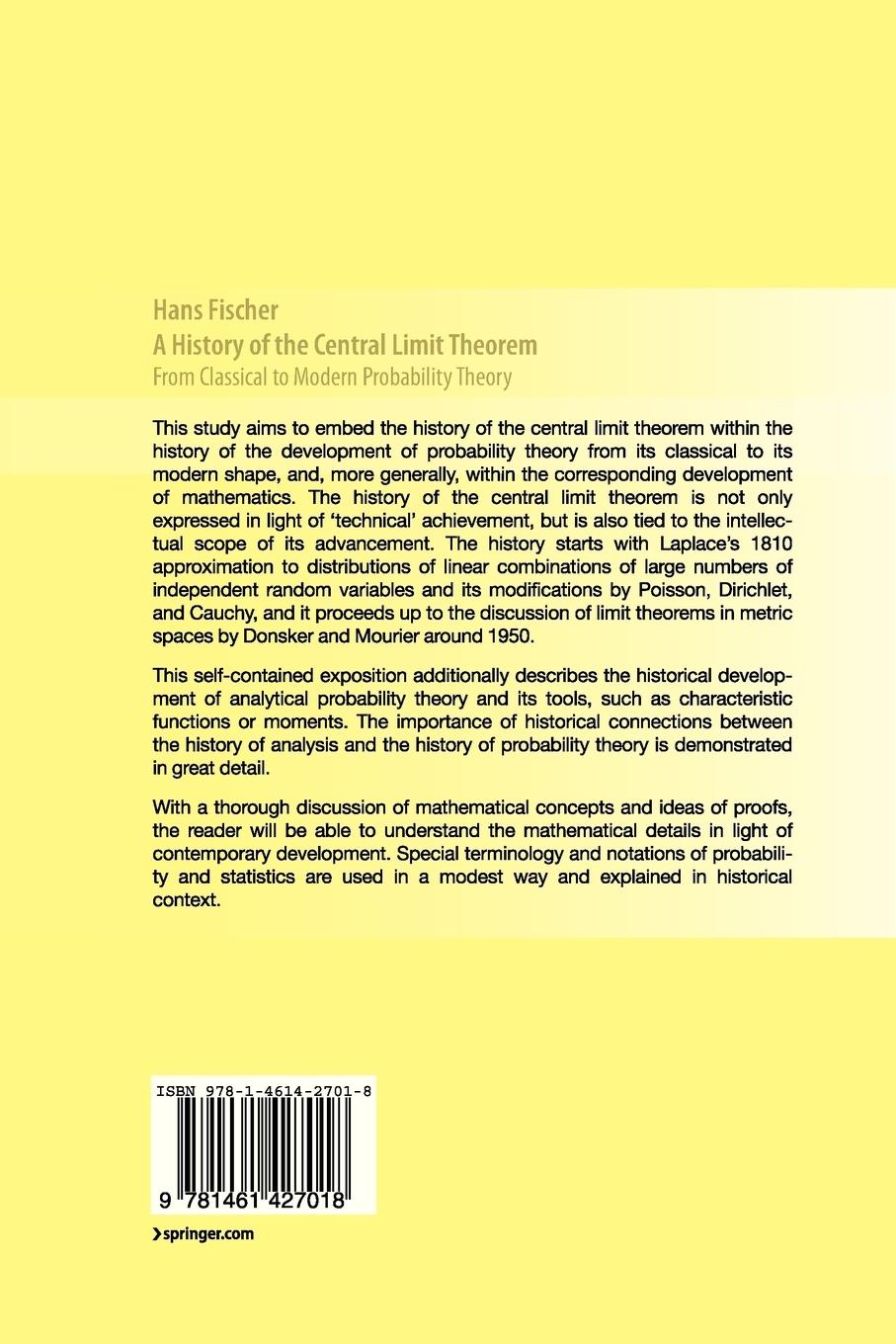 Rückseitencover A History of the Central Limit Theorem