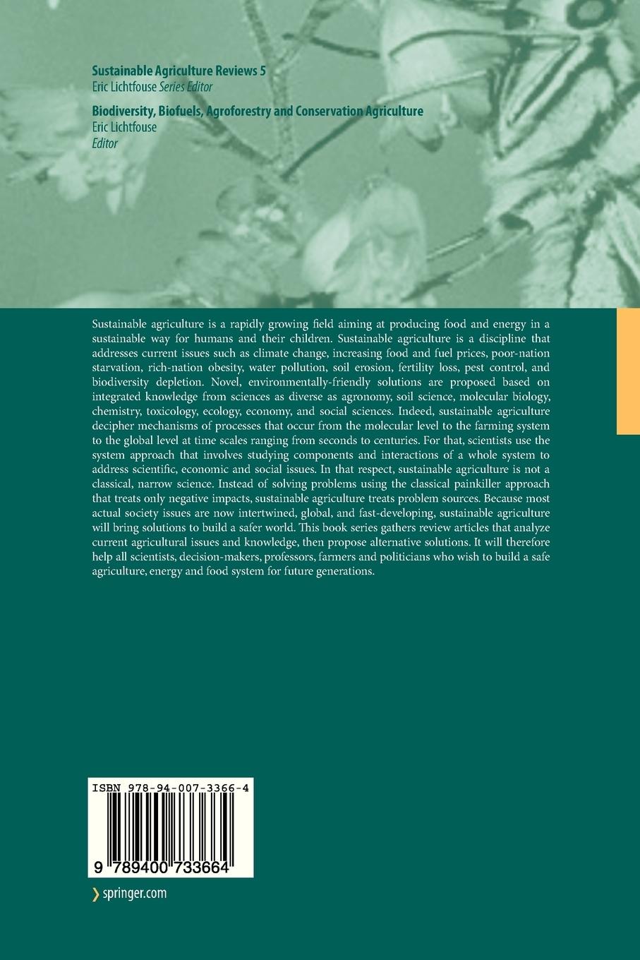 Rückseitencover Biodiversity, Biofuels, Agroforestry and Conservation Agriculture