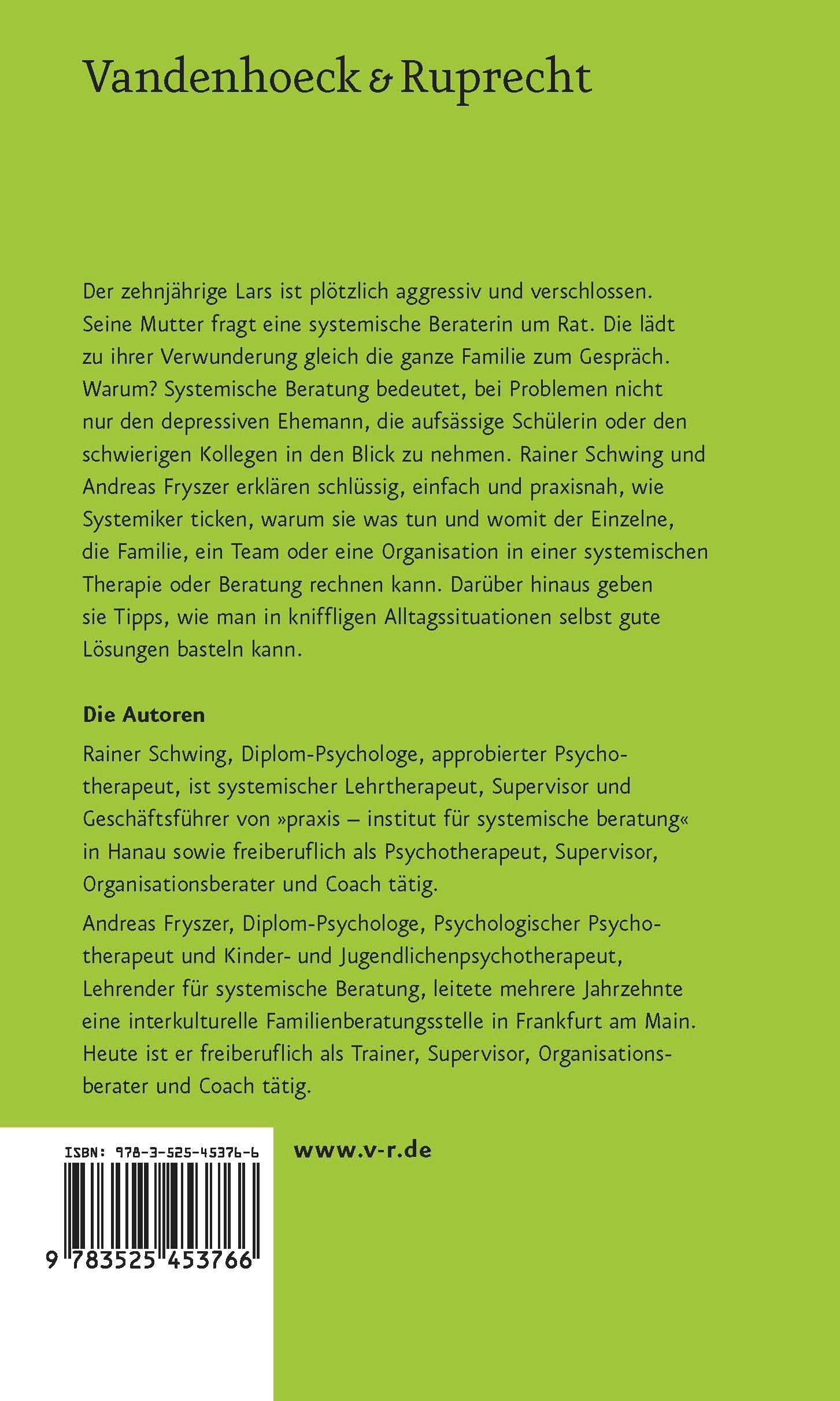 Rückseitencover Systemische Beratung und Familientherapie - kurz, bündig, alltagstauglich