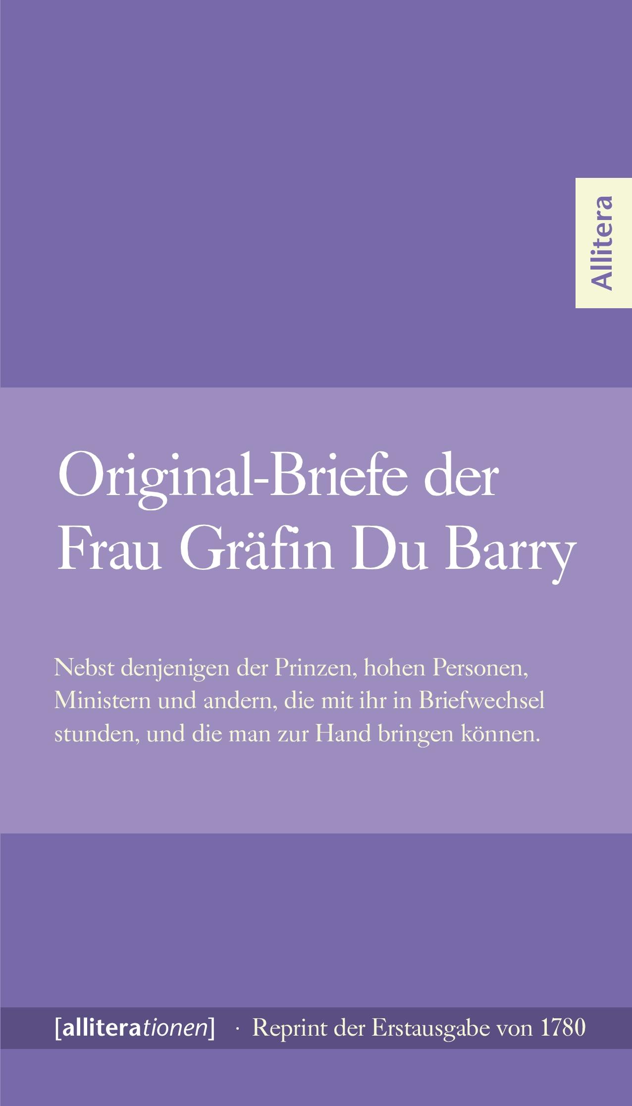 Vorderes Coverbild Original-Briefe der Frau Gräfin Du Barry