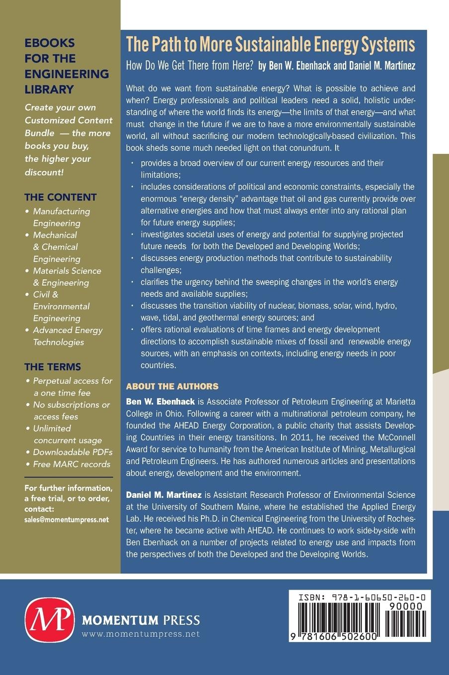 Rückseitencover The Path to More Sustainable Energy Systems