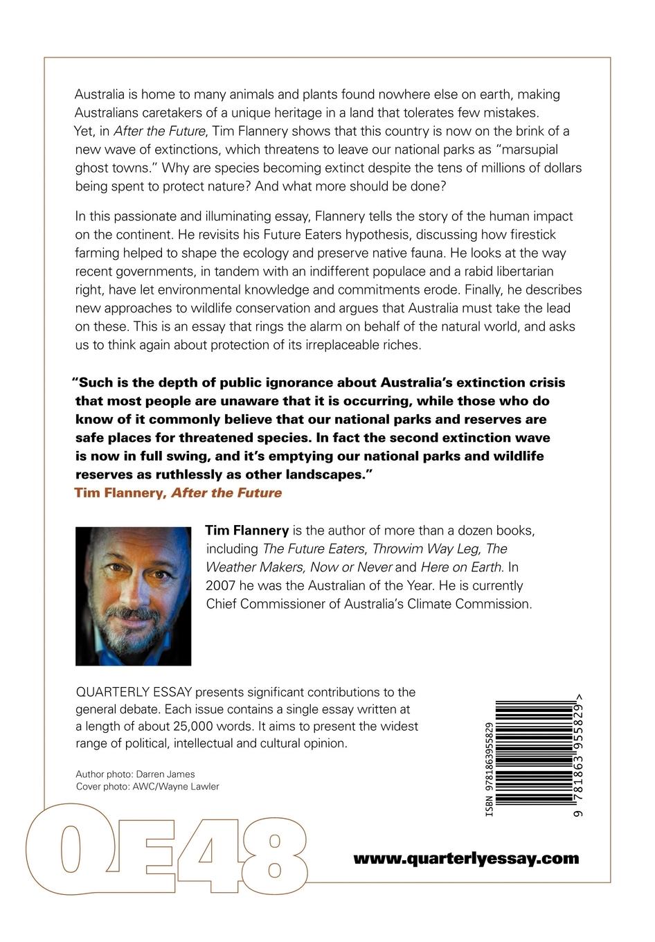 Rückseitencover Quarterly Essay 48, After the Future