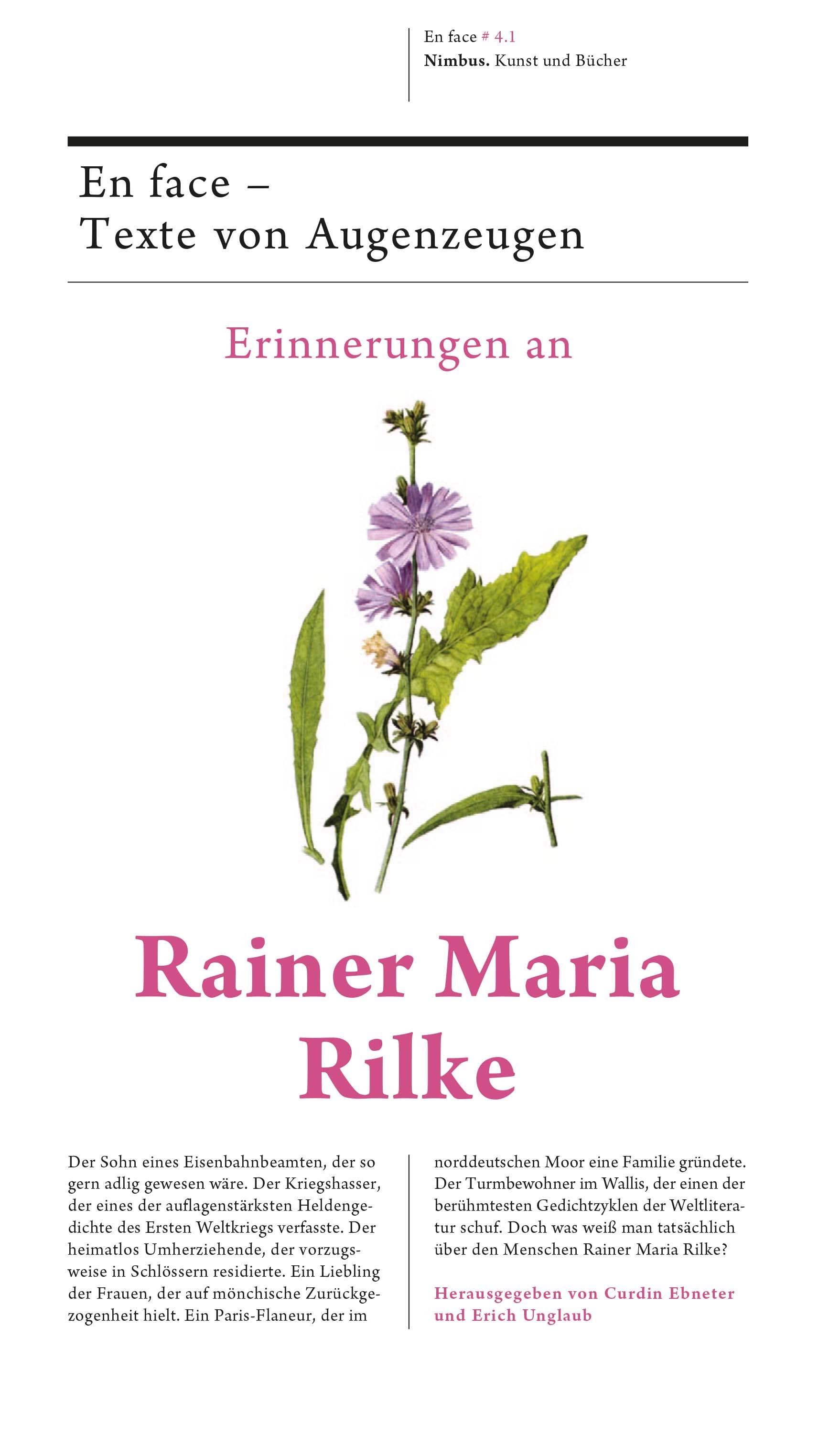 Vorderes Coverbild Erinnerungen an Rainer Maria Rilke