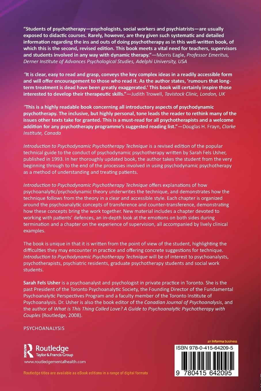 Rückseitencover Introduction to Psychodynamic Psychotherapy Technique