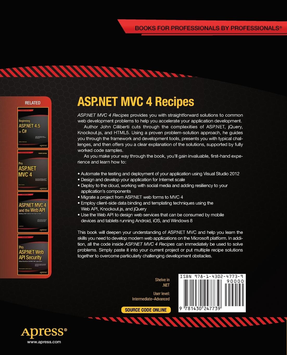 Rückseitencover ASP.NET MVC 4 Recipes
