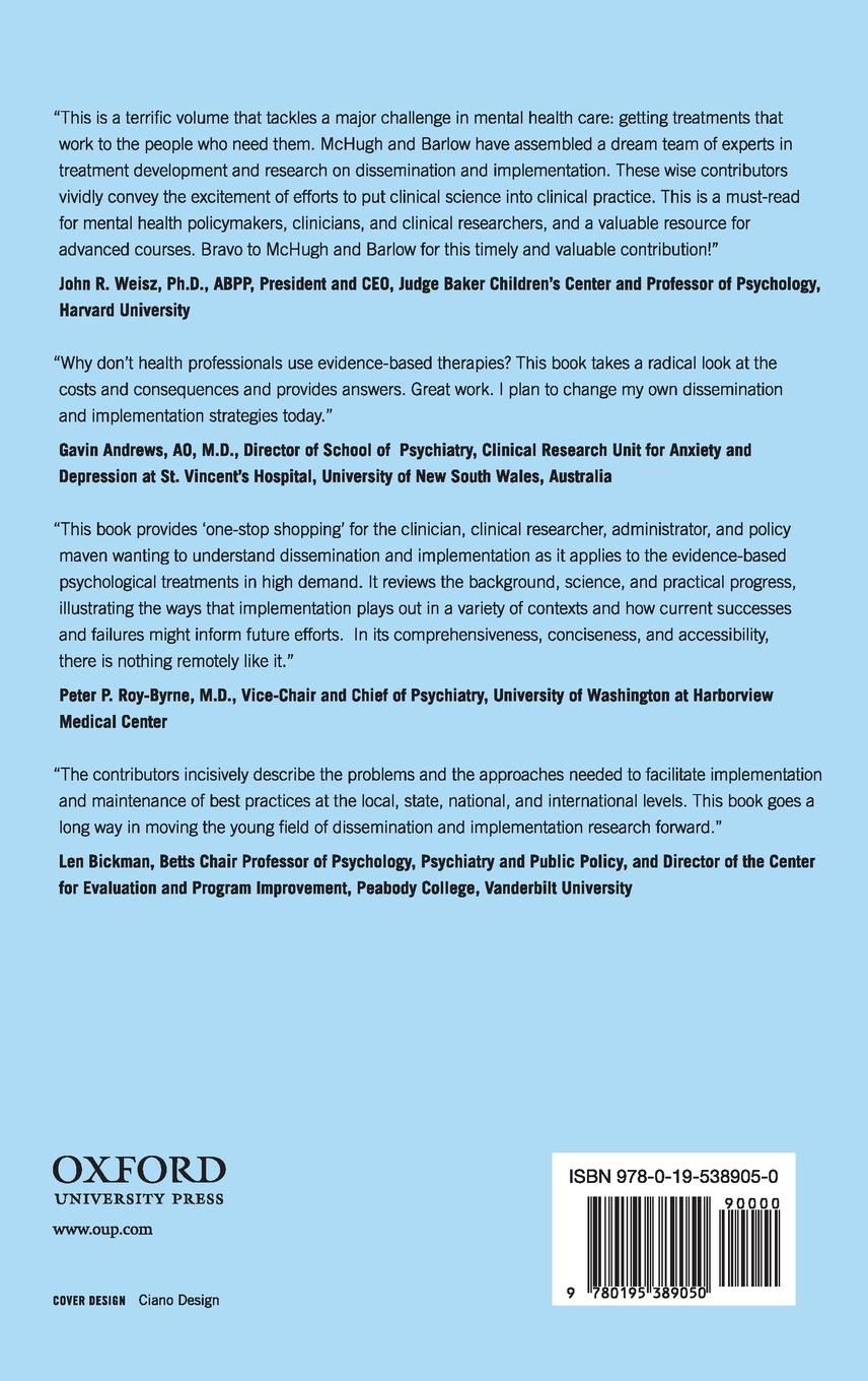 Rückseitencover Dissemination and Implementation of Evidence-Based Psychological Interventions