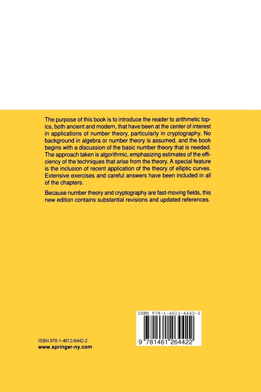 Rückseitencover A Course in Number Theory and Cryptography