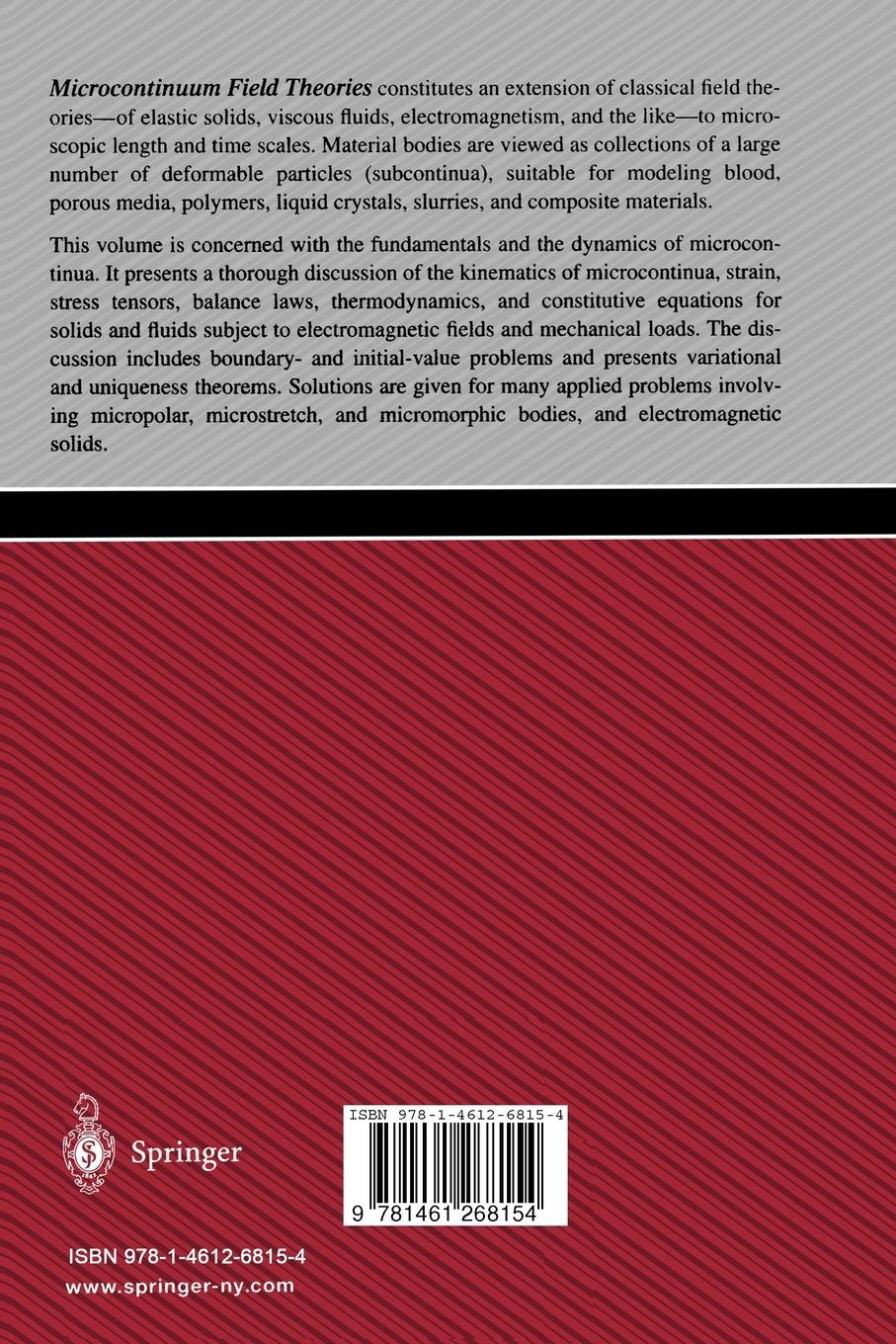 Rückseitencover Microcontinuum Field Theories