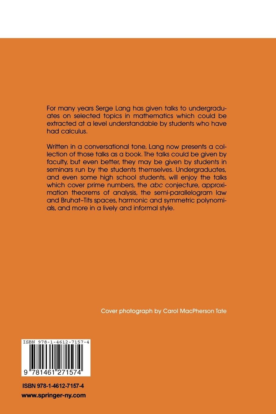 Rückseitencover Math Talks for Undergraduates