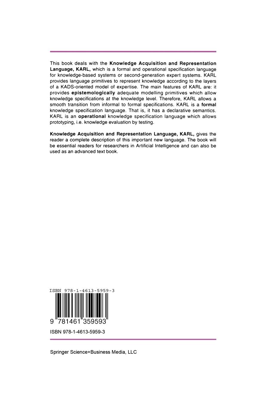 Rückseitencover The Knowledge Acquisition and Representation Language, KARL