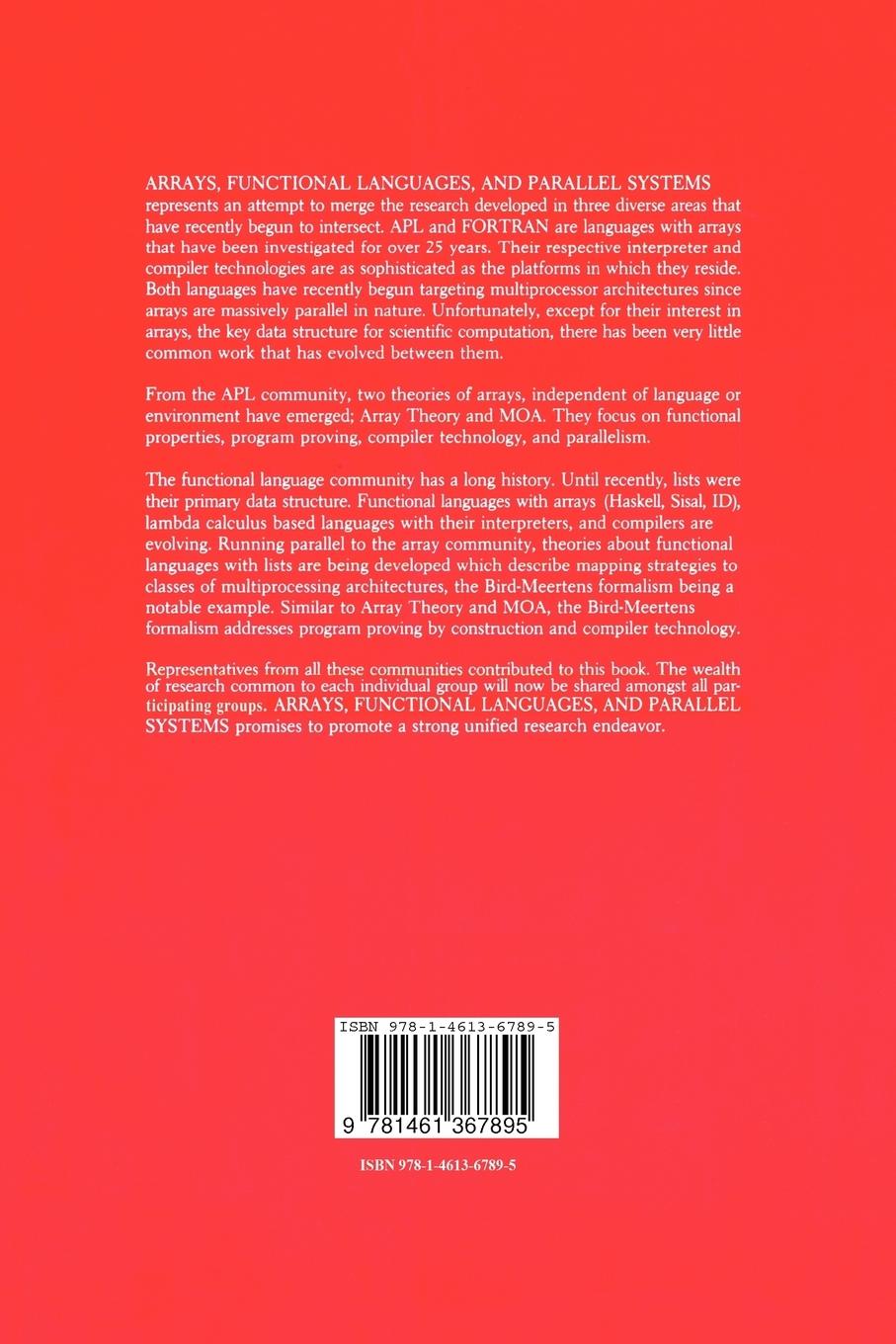 Rückseitencover Arrays, Functional Languages, and Parallel Systems