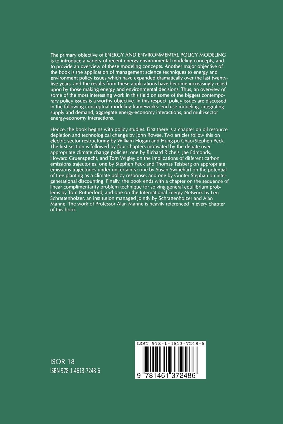 Rückseitencover Energy and Environmental Policy Modeling