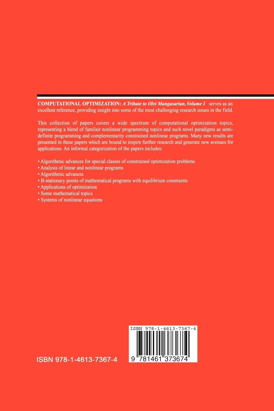 Rückseitencover Computational Optimization