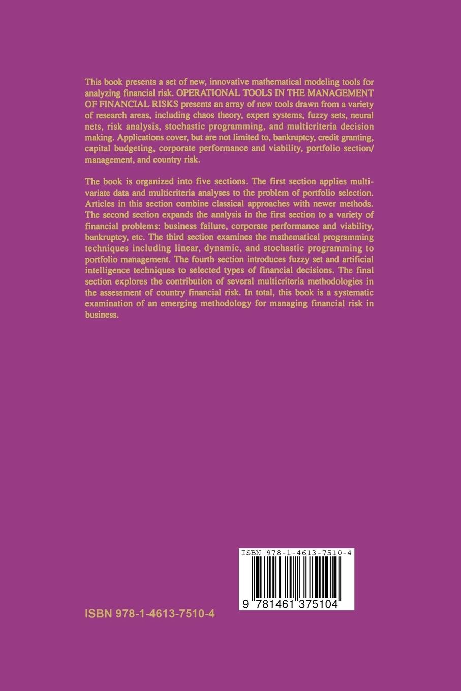 Rückseitencover Operational Tools in the Management of Financial Risks