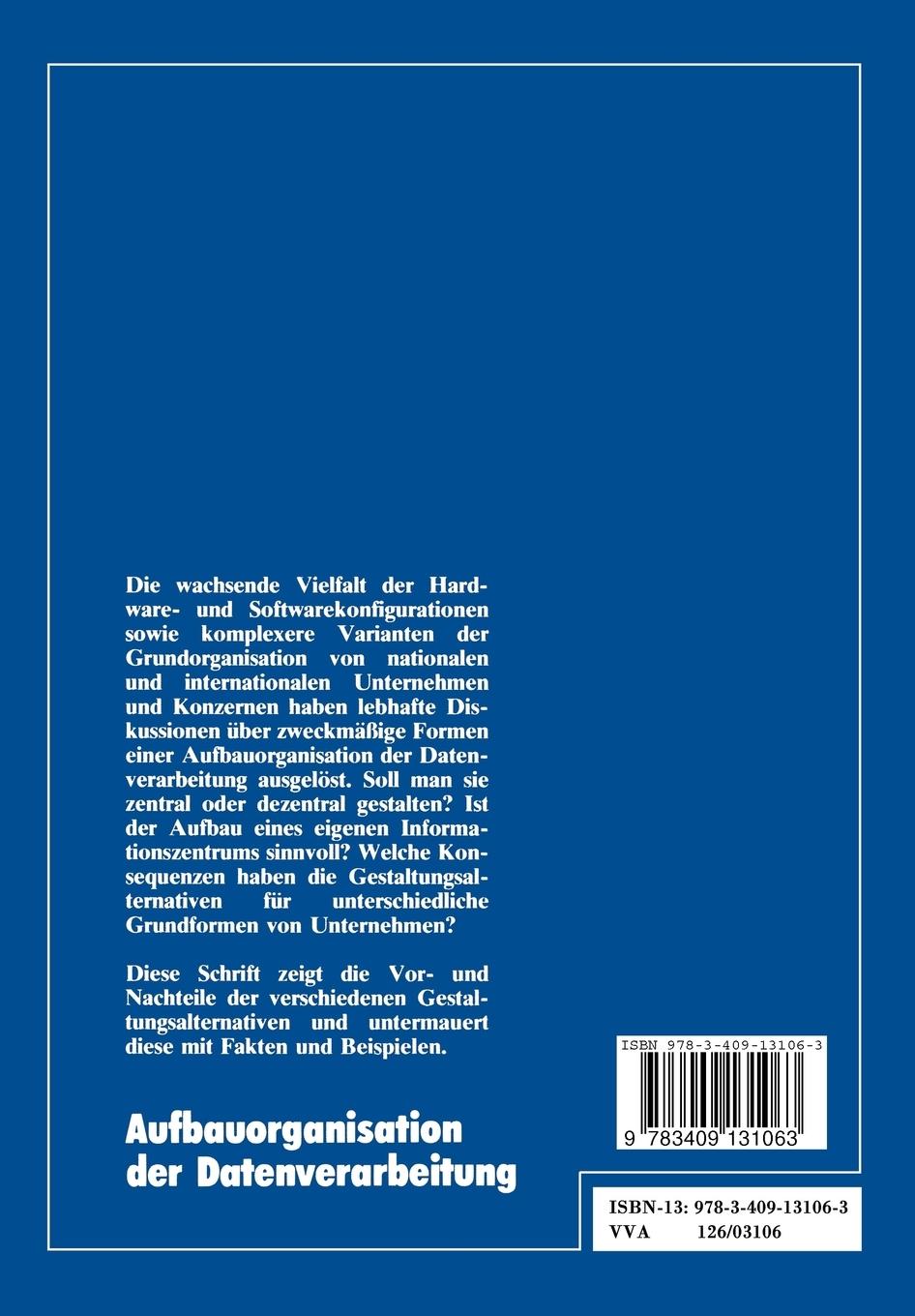 Rückseitencover Aufbauorganisation der Datenverarbeitung