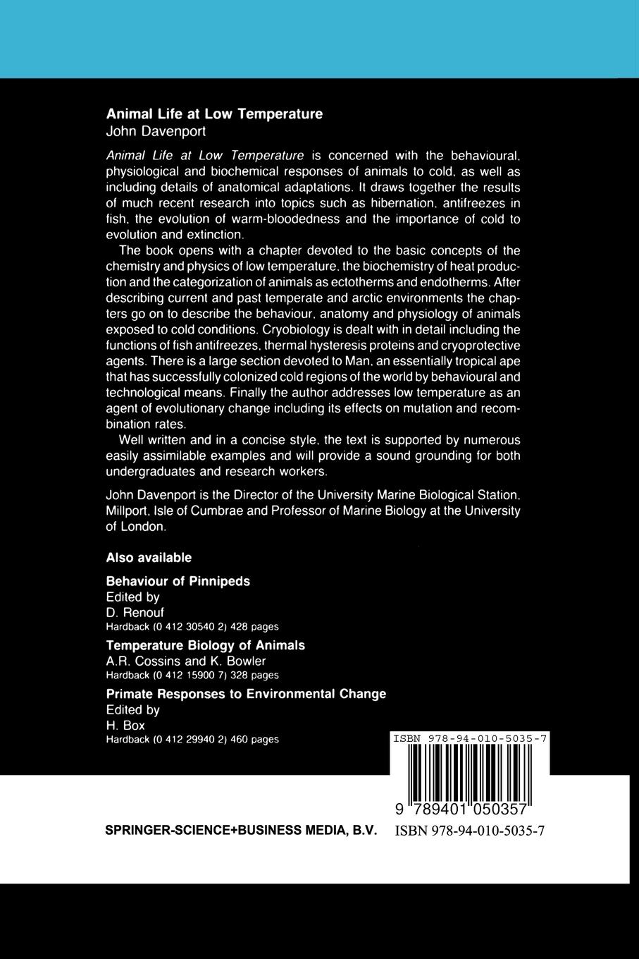 Rückseitencover Animal Life at Low Temperature