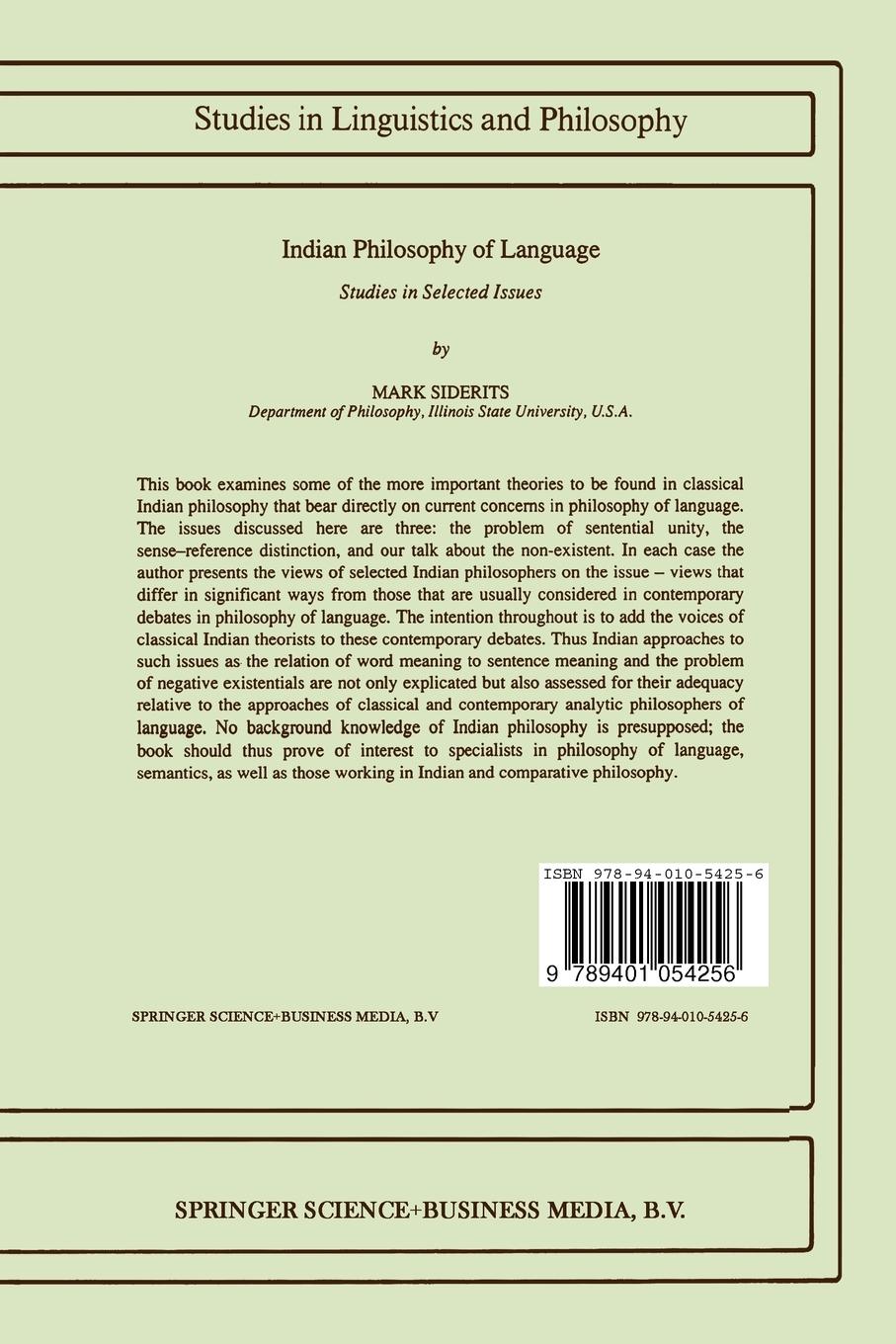 Rückseitencover Indian Philosophy of Language