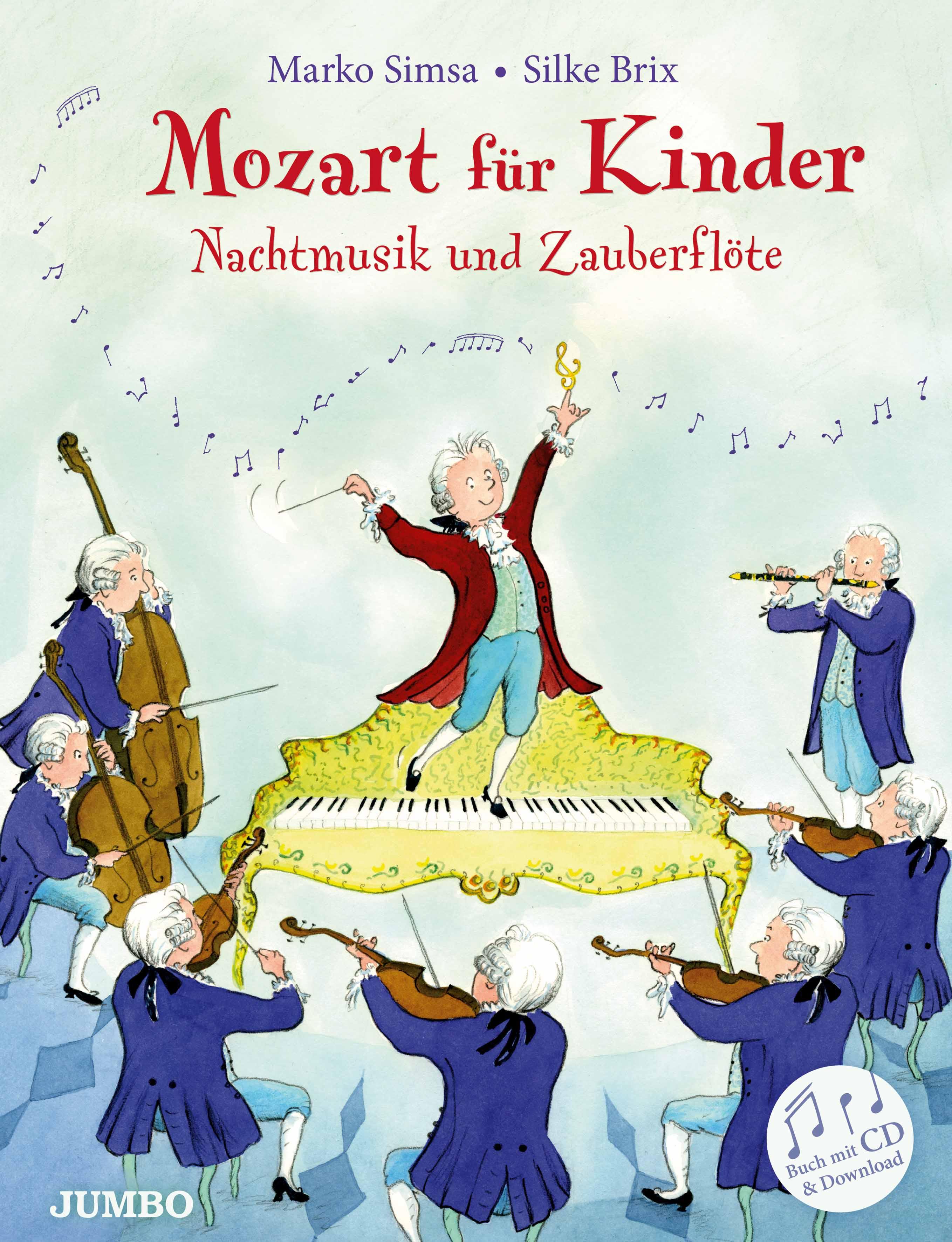 Vorderes Coverbild Mozart für Kinder. Nachtmusik und Zauberflöte