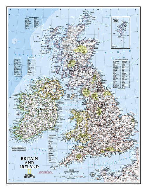 Vorderes Coverbild National Geographic Britain and Ireland Wall Map - Classic (23.5 X 30.25 In)