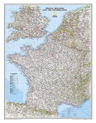 Vorderes Coverbild National Geographic France, Belgium, and the Netherlands Wall Map - Classic (23.5 X 30.25 In)