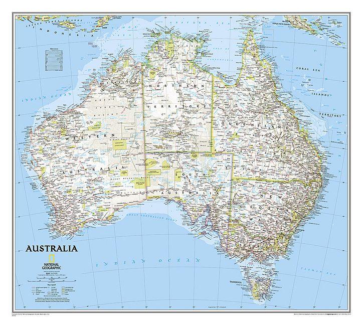Vorderes Coverbild National Geographic Australia Wall Map - Classic (30.25 X 27 In)