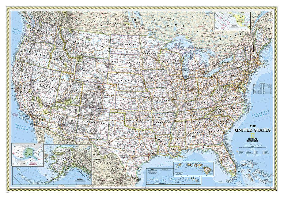 Vorderes Coverbild National Geographic United States Wall Map - Classic (43.5 X 30.5 In)