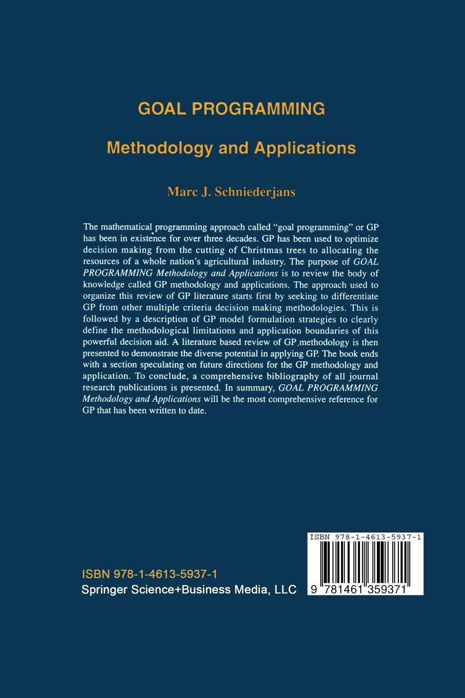 Rückseitencover Goal Programming: Methodology and Applications