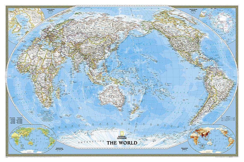 Vorderes Coverbild National Geographic World, Pacific Centered Wall Map - Classic (46 X 30.5 In)
