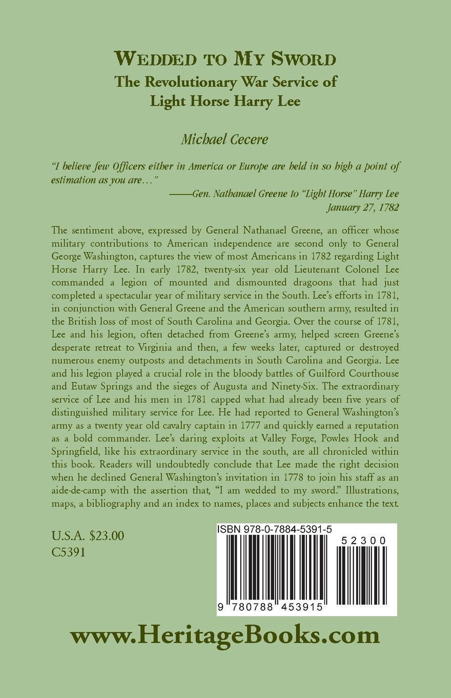 Rückseitencover Wedded to My Sword: The Revolutionary War Service of Light Horse Harry Lee