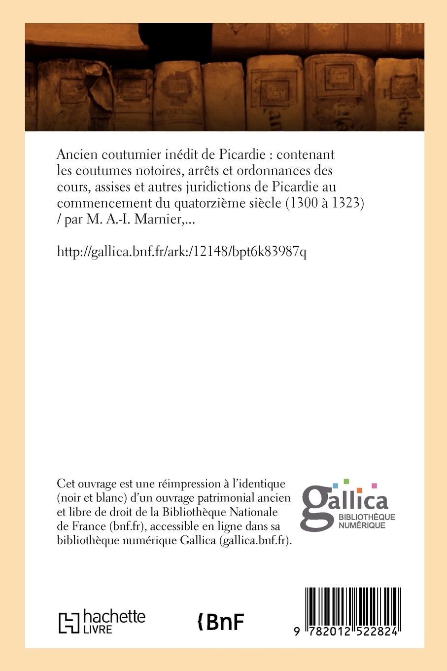 Rückseitencover Ancien Coutumier Inedit de Picardie (Ed.1840)