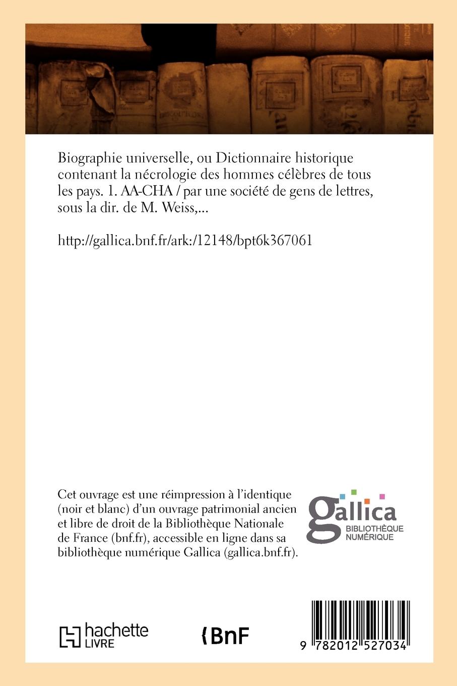 Rückseitencover Biographie Universelle, Nécrologie 1. Aa-Cha (Éd.1841)