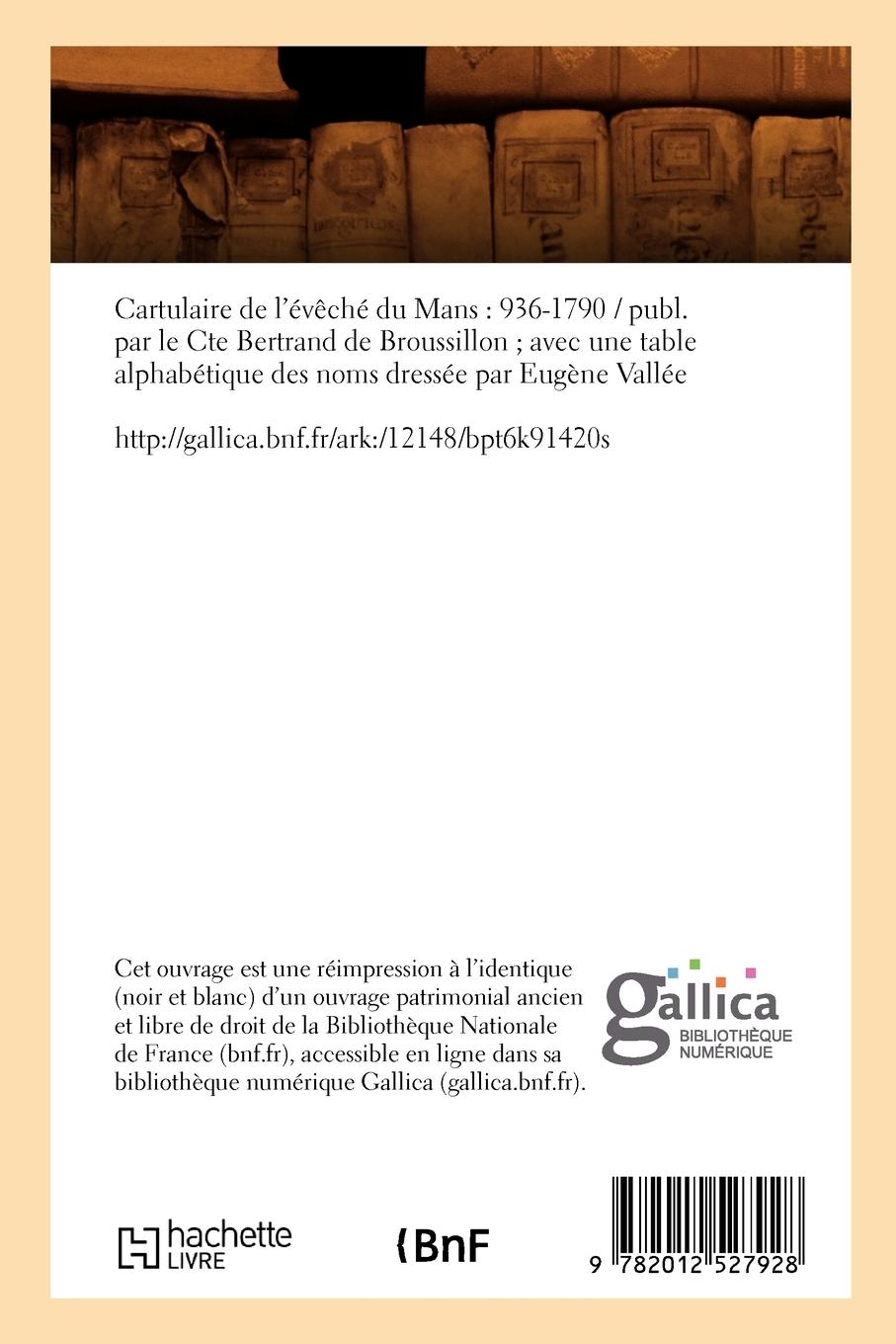 Rückseitencover Cartulaire de l'Évêché Du Mans: 936-1790 (Éd.1900)