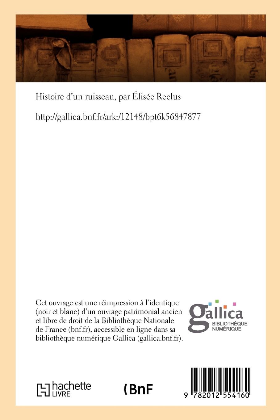 Rückseitencover Histoire d'Un Ruisseau, (Éd.1882)