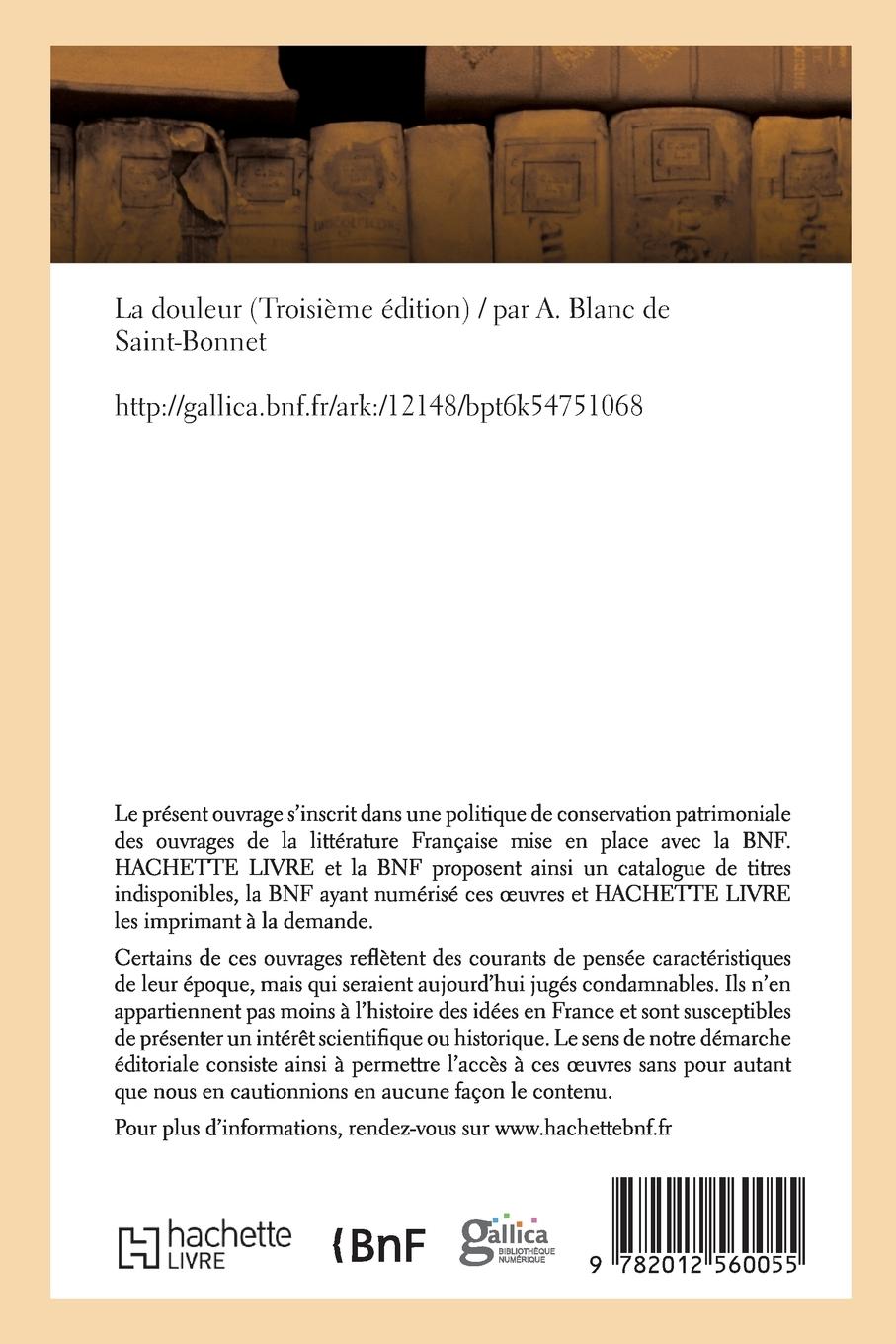 Rückseitencover La Douleur (Troisième Édition) (Éd.1878)